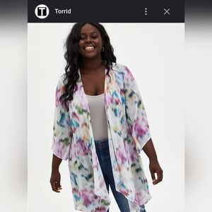 Torrid Watercolor Kimono Sz Torrid Zero (12) womens